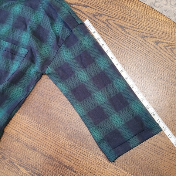 Emory Park Green Blue Plaid Button Down Flannel with Fringe Shirt Women's Medium - Picture 8 of 10